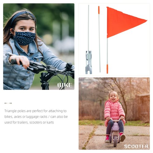 YARNOW 2 Sets 6ft Fiberglass Bike Safety Flags with Pole and Mount for Kids, Random Color, Outdoor Use
