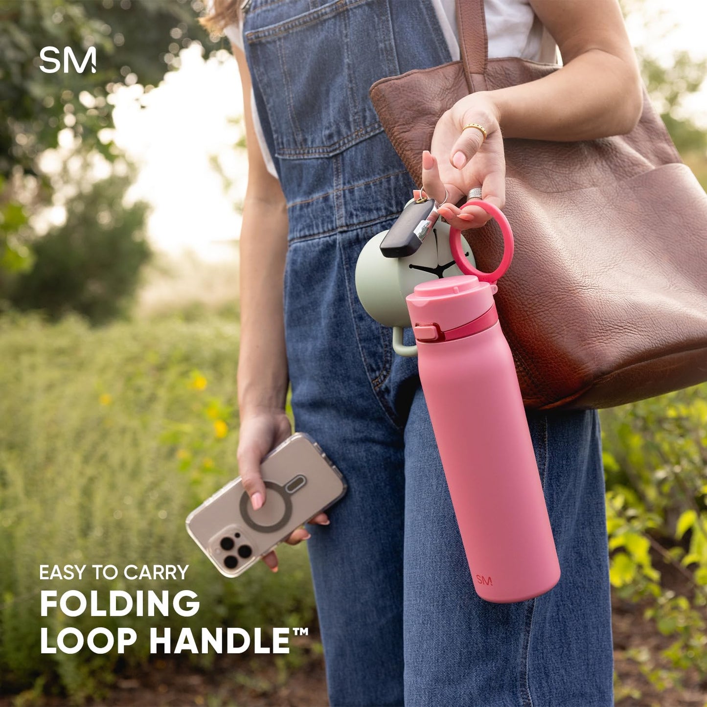 Simple Modern Mesa Loop Water Bottle with Covered Straw and Handle | 30oz Cup Holder Friendly Insulated Stainless Steel Bottles for Travel, Sports and School | Iris Sage