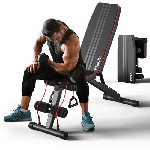 FitinOne Adjustable Folding Weight Bench for Home Gym, 660 lbs Capacity Multi-Functional Workout Bench Sturdy Durable for Full Body