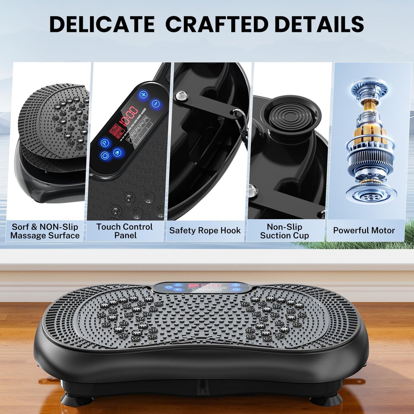 Vibration Plate Exercise Machine, Lymphatic Drainage Machine for Weight Loss, 100-Speed Platform with Remote & Bands, Quiet Full Body Vibrating Plate 500 Lbs Capacity Fitness Platform(Black)