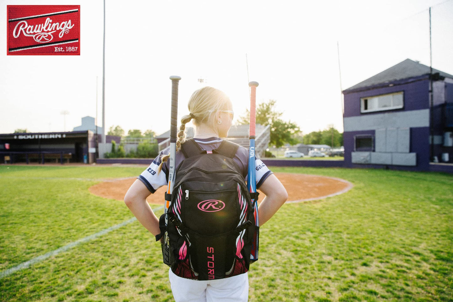 Rawlings | Storm Backpack Equipment Bag | Girls T-Ball/Youth Baseball & Softball | Multiple Colors