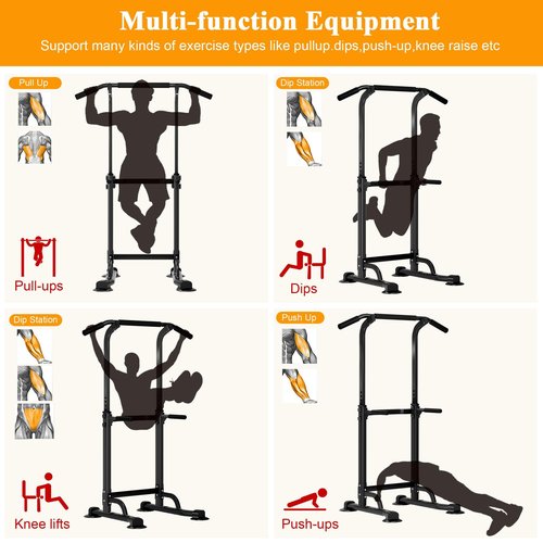 SogesPower Power Tower Dip Station Pull Up Bar for Home Gym Adjustable Height Strength Training Workout Equipment