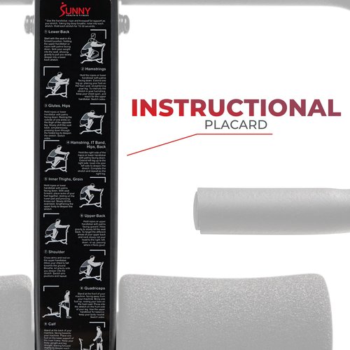 Sunny Health & Fitness Full Body Stretch Machine, Versatile Padded Trainer Back Stretcher, Stretching Equipment with Pivoting Seat, Self-Leveling Pedals, and Multi-Use Handlebar - SF-BH621002