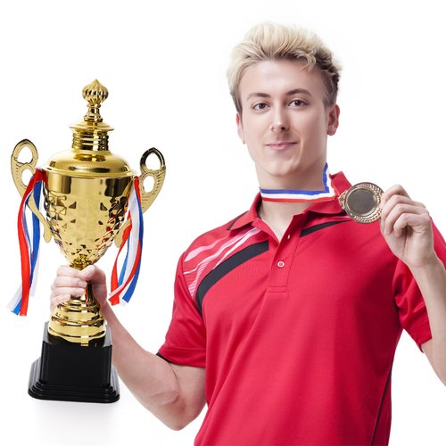 Fasmov Large Trophy Cup for Custom Trophy Keepsake, Gold Award for Sports, Tournaments, Competitions, 14.5 inches