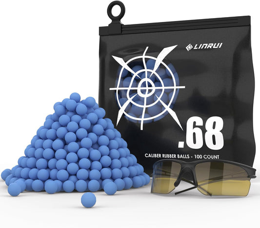 100ct .68 Cal Paintballs for Reusable Training and Less Lethal Self Defense Balls, Paintballs .68 Caliber Ammo Rubber Projectile Fit for Byrna SD/T4E HDR/Paintball Guns