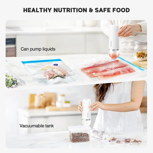 Vacuum Sealer for Sealing Food, Handheld Vacuum Pump Comes with 15 Small Vacuum Seal Bags for Clothing,Travel Vacuum Storage Bags with Electric Pump Suitable for Food, Baby Clothes and Toiletries
