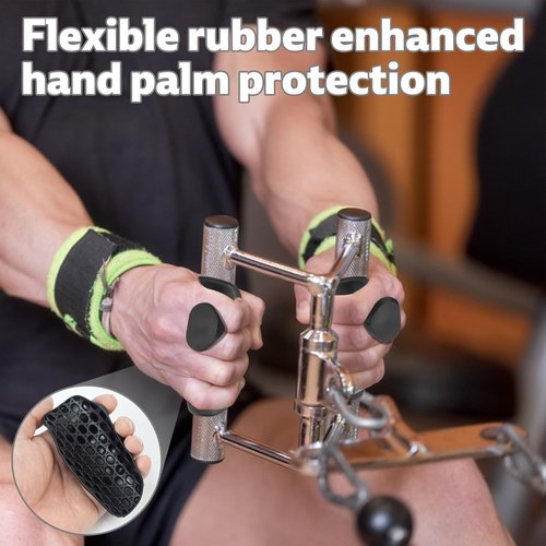Rubber Gym Grips Fingerless Workout Gym Gloves, Workout Grip for Men Women Crosstraining Hand Palm Protection, Weight Lifting Grips for Bodybuilding, Deadlifts