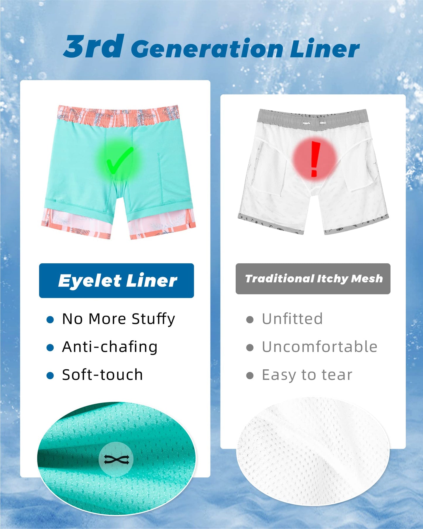 SURF CUZ Mens Swim Trunks with Compression Liner Quick Dry Swim Shorts 7" Swimming Trunks Stretch Zipper Pockets Orange Striped Leaves Small