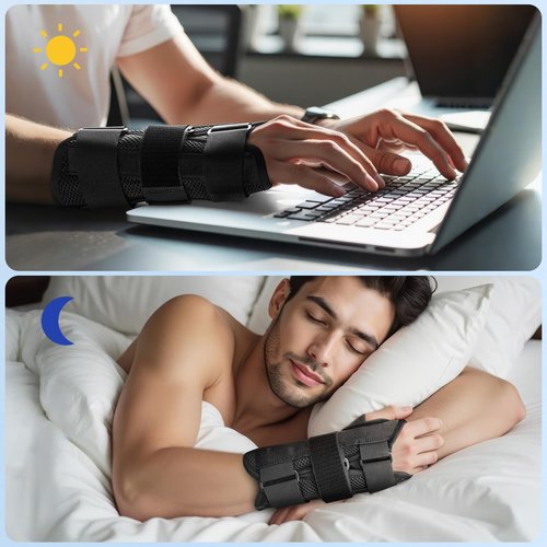 ZEAZEN Carpal Tunnel Wrist Brace - Adjustable Night Support with Splint for Tendonitis, Arthritis, Sprains & Wrist Pain Relief - One Size Fits All, Men & Women (Right Hand, One Size)