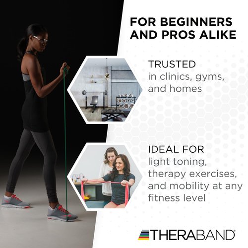 THERABAND Resistance Bands, 50 Yard Roll Professional Latex Elastic Band For Upper & Lower Body & Core Exercise, Physical Therapy, Pilates, At-Home Workout, & Rehab, Green, Heavy, Level 4