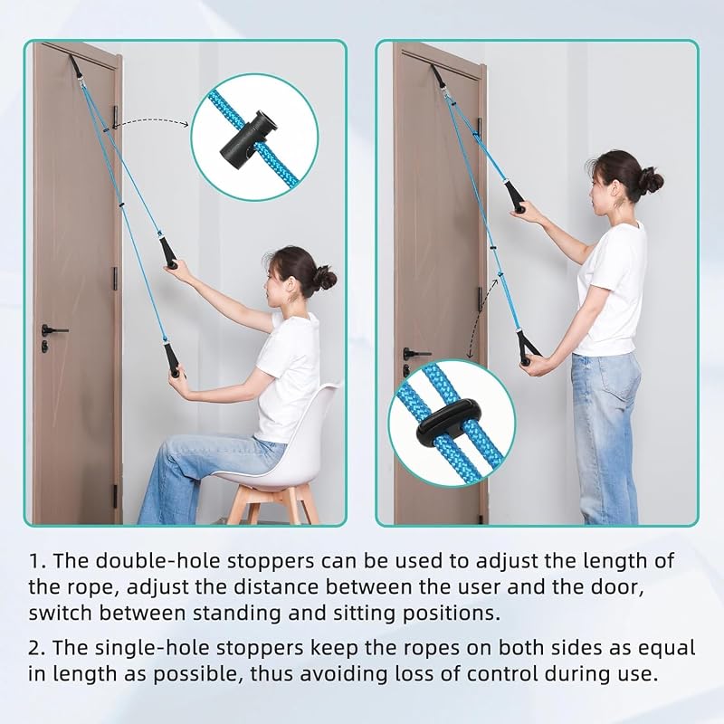 Shoulder Pulley for Physical Therapy with Stainless Steel Wheel and Padded Handles - Over Door Rehab Exercise