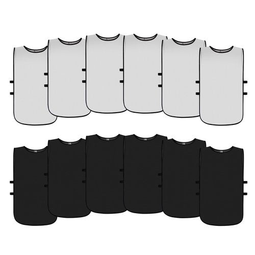 Graunton Pinnies Scrimmage Team Practice Vests Jerseys for Youth Teen & Adult for Sports Basketball, Soccer, Football, Breathable(12 Jerseys), X-Large, 6 White + 6 Black