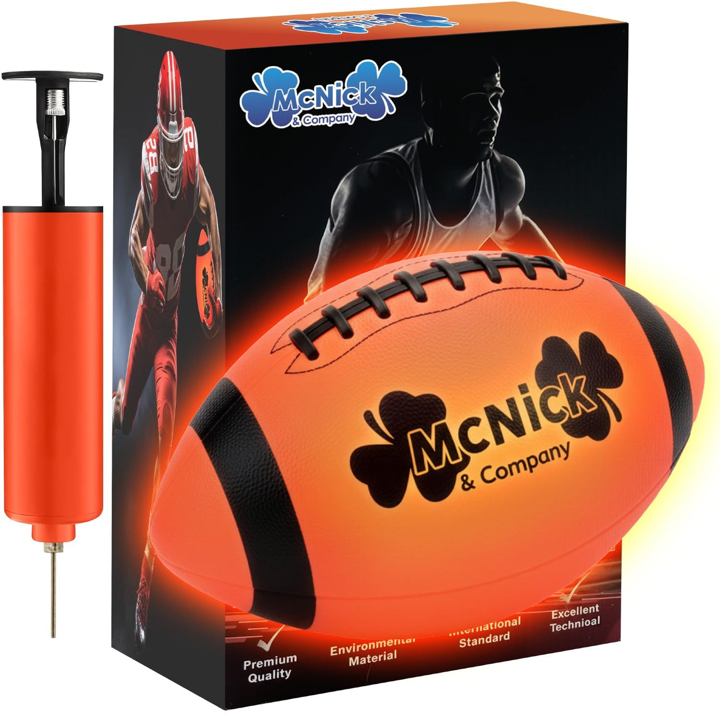 Light Up Football - Glow in the Dark Ball - Boys Gifts - NO 6 - Outdoor Sports, Birthday Gifts for Boys 8-15+ Year Old - Kids Teenage Youth Gift Ideas - Boy Toys Stuff Ages 8 9 10 11 12 13 14 15