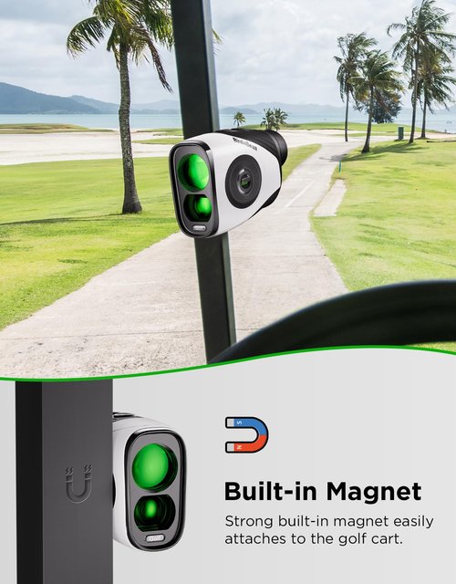 BirdieBeam Golf Rangefinder with Slope, 1200Y Laser Range Finder for Golf, 7X Magnification, Flag Lock with Vibration, Magnetic Cart Mount, Ultra-Clear Display, USB-C Rechargeable, Waterproof