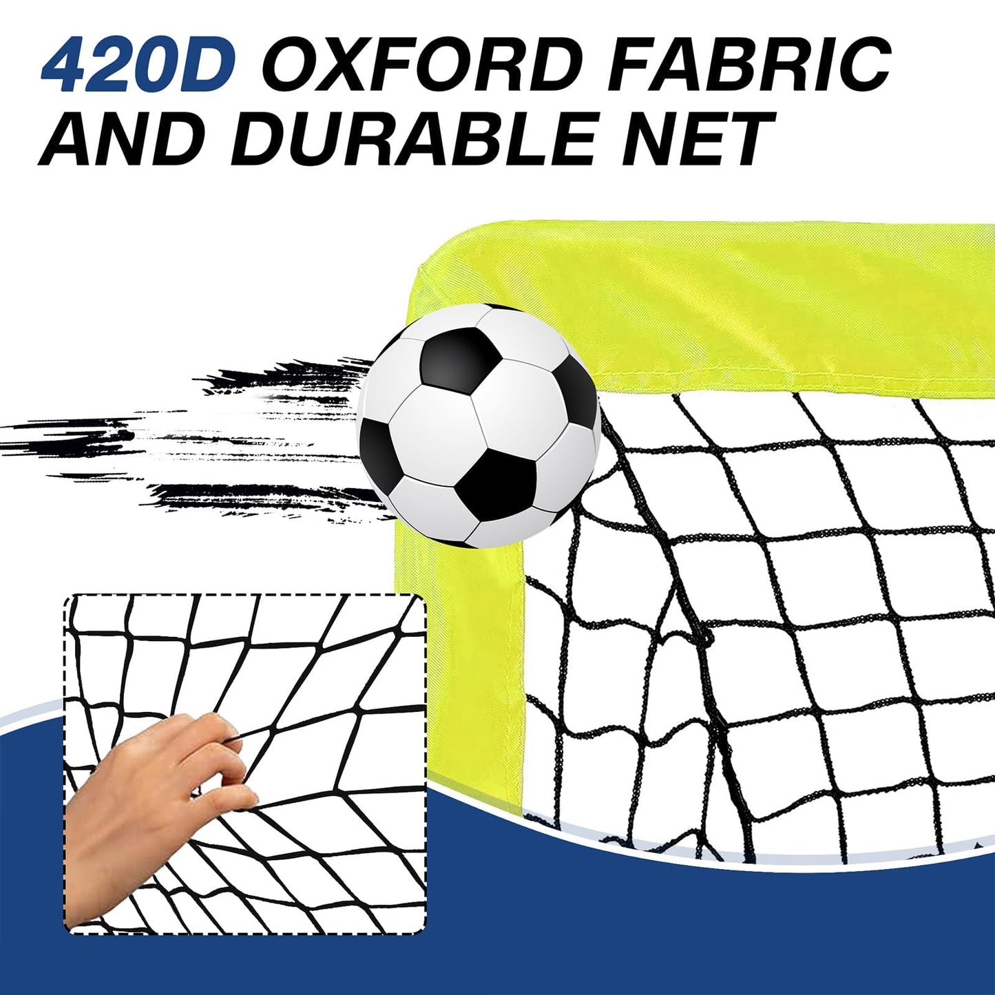 2 Pack 4' x 3' Soccer Goal Net Set, Pop Up Kids Practice Soccer Goals for Indoor and Outdoor.Portable Soccer Net with Carrying Bag & Ground Pegs, Perfect for Backyard, Field, Court (Yellow)