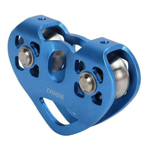 ZJchao Double Pulley Block, Cable Pulley Kit, Aluminum Alloy Slackline Kit for Climbing with High Strength (Blue)