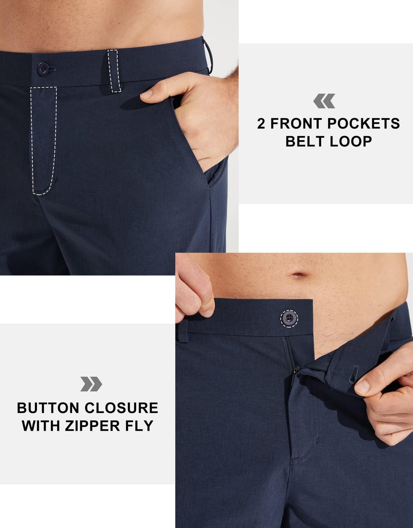 Libin Mens Golf Pants Stretch Work Dress Pants 30" Quick Dry Lightweight Business Casual Pant for Men Comfy Water Resistant, Navy Blue, 38W x 30L