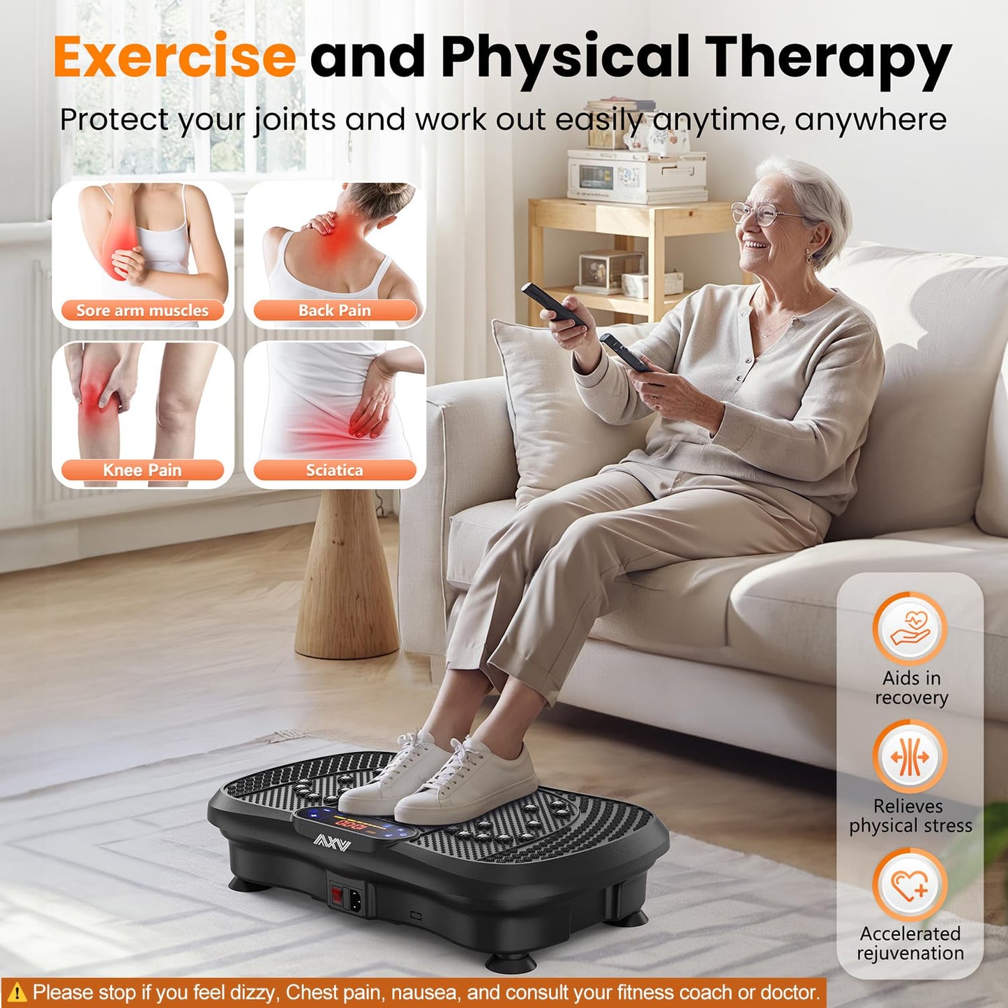 AXV Vibration Plate Fitness Platform Exercise Machine Vibrating Shaking Full Body Shaker Workout Vibrate Stand Shake Board Sport for Weight Loss Fat Burner for Gym Home Office