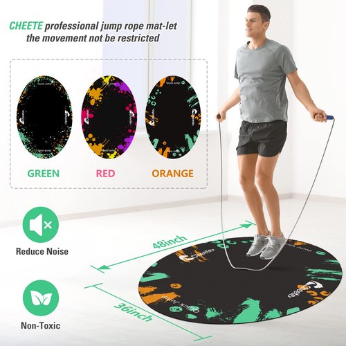 Jump Rope Mat Large Rubber Exercise Mat Rope Skipping Workout Mats for Home Gym Flooring Non-Slip Oval Design for Floor & Rope Protection VR mat Green