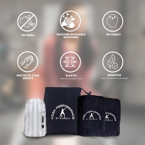 Wrist Guards with Shock-Absorbing Plastic Inserts, 100% Cotton, Black, Pack of 2 ??Training Support