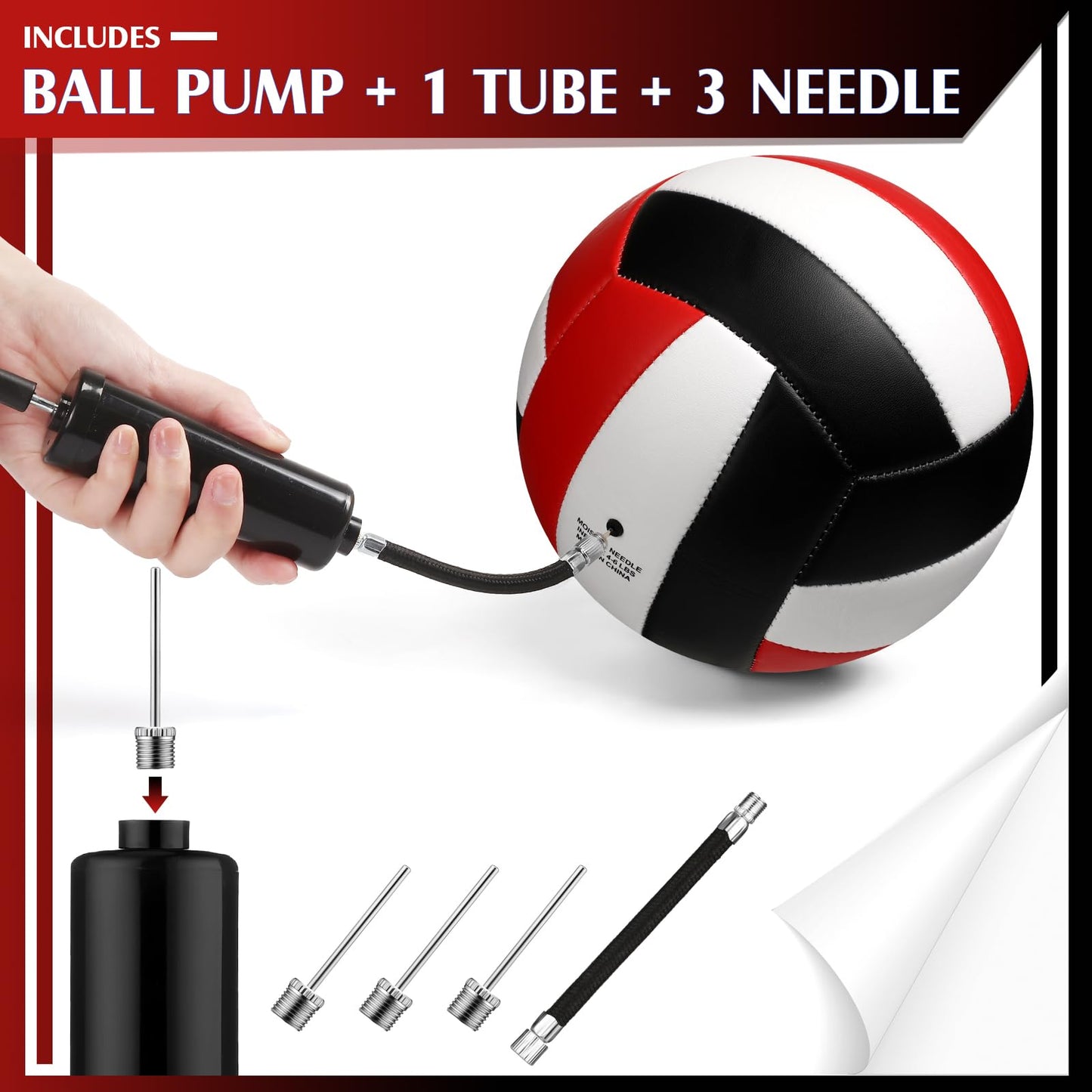 Wettarn 12 Pcs Official Size 5 Volleyballs Bulk Soft Recreational Volleyballs with Pump Regulation Size for Beginner Indoor Outdoor Beach Gym Pool Sand Sport (White,Red,Black)