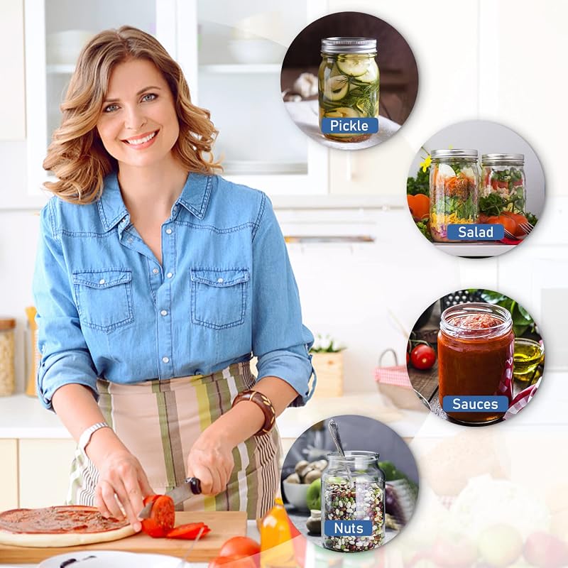 Mason Jar Vacuum Sealer Kit with Manual Pump & Lid Opener for Wide & Regular Mouth Jars