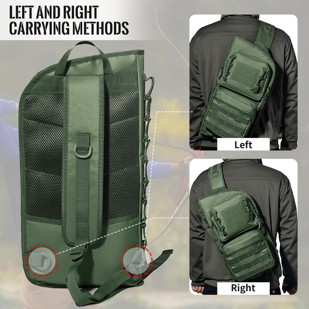 PSKOOK Lightweight Archery Back Arrow Quiver, Multifunctional MOLLE System with D-Ring Dual-Side Carry & Extendable Bottom, Adjustable for Compound & Recurve Bows, Ideal for Hunting & Target Practice
