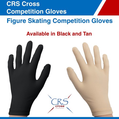 CRS Cross Competition Figure Skating Gloves. Fitted Glove for Ice Skate, Dance, Roller Skaters and Cheerleading. Available in Both Youth and Adult Sizes (Black, Youth Medium/Large)