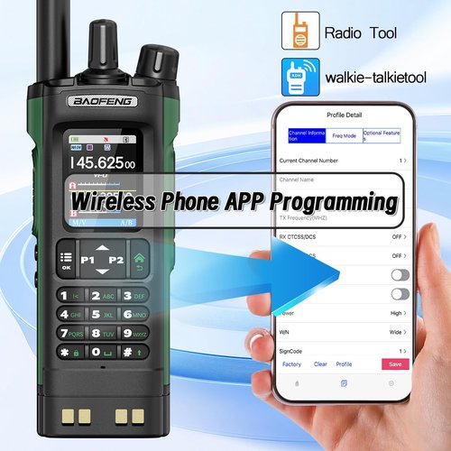 BAOFENG Radio UV32 Ham Radio Handheld 10W Rechargeable Walkie Talkies Long Range UV-32 Two Way Radio NOAA Weather Radio with GPS,Copy Frequency APP Programming 2500mAh Battery USB-C Charging (2P ack)