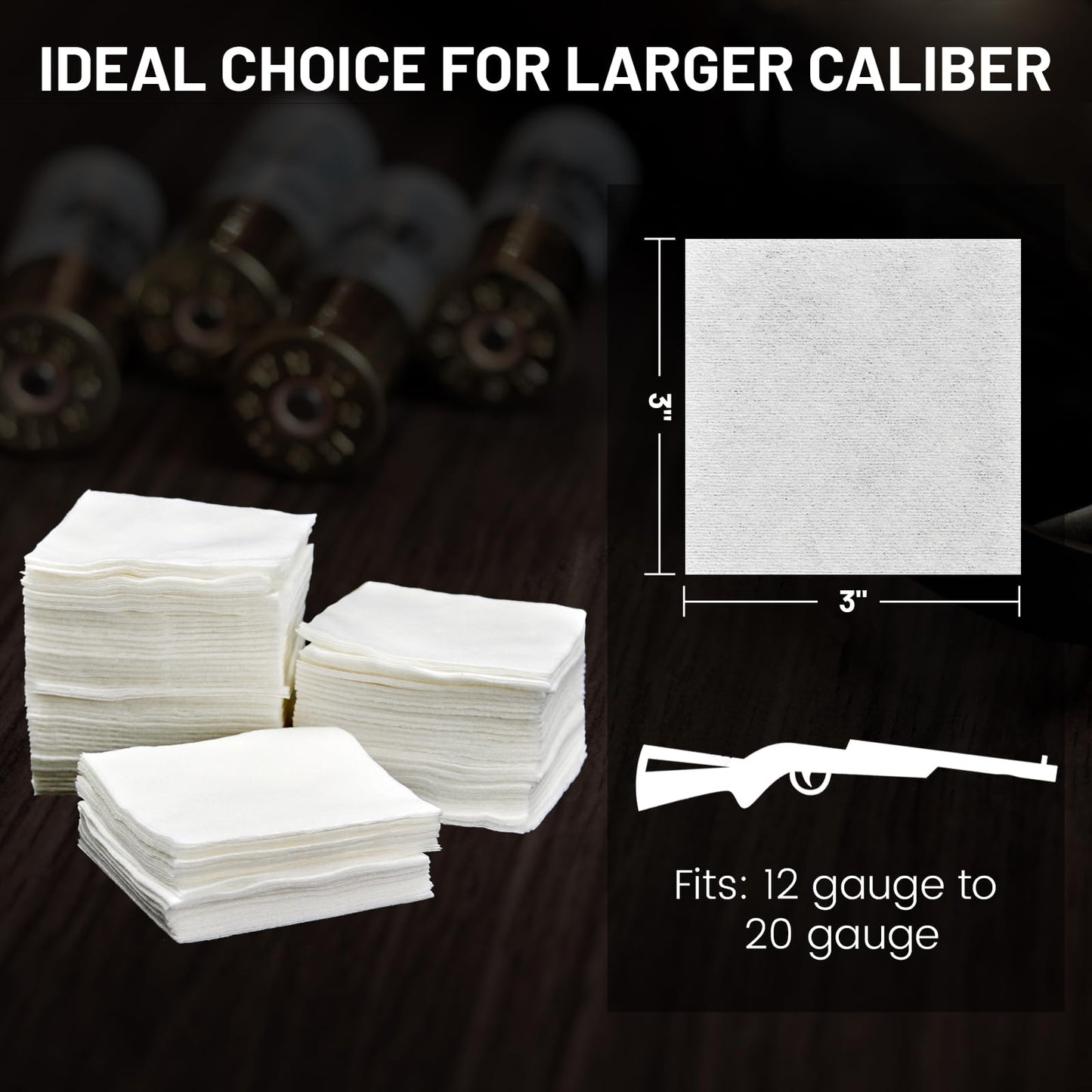 600 PCS 3" Gun Cleaning Patches in Storage Box - Lint Free, Highly Absorbent Nonwoven Cleaning Patches for 12 Gauge to 20 Gauge