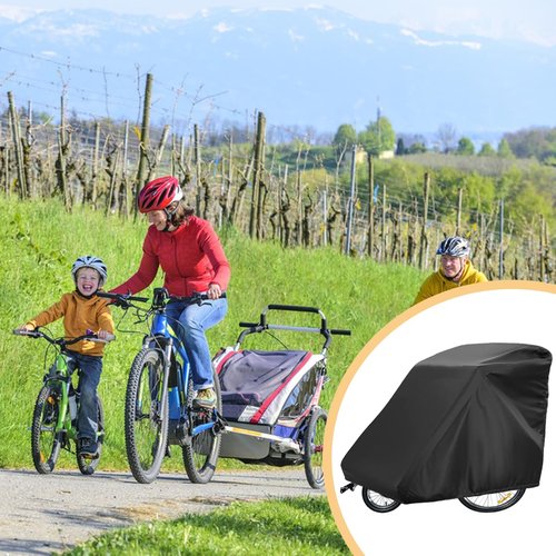 Sqodok Bicycle Trailer Cover, Waterproof Bike Trailer Storage Cover 420D Oxford Material with PU Coating, Kid's Pet Bike Trailer Cover Anti-UV, Windproof, Dustproof, 55x 33x 39 inch