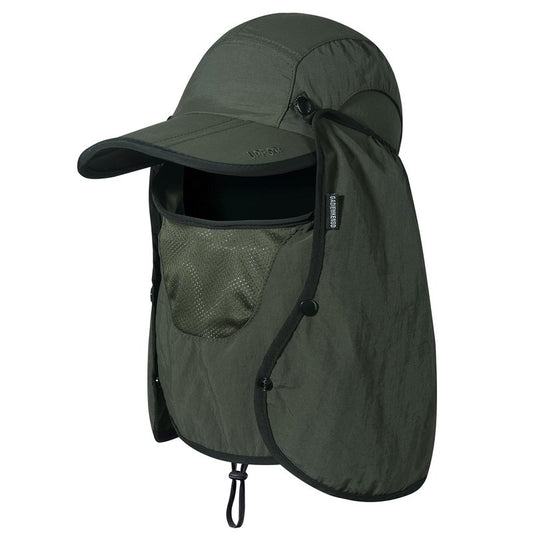 GADIEMKENSD Foldable Fishing Sun Hat with Neck Flap Face Cover Sun Protection Cool Baseball Cap Adjustment Covering Removable Legion Hat for Fishing Gardening Hiking Golf White