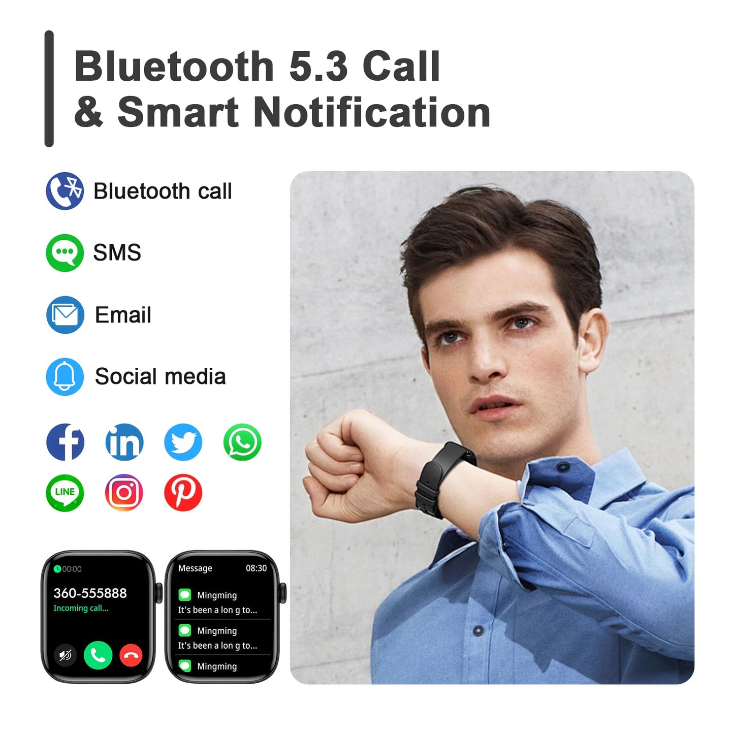 Smart Fitness Tracker Watch with Heart Rate Monitor, Activity Tracker with Pedometer, Sleep Monitor, Calories & Step Counter, Waterproof Smart Watch for Women Men Fitness Watch for Sports (Black)