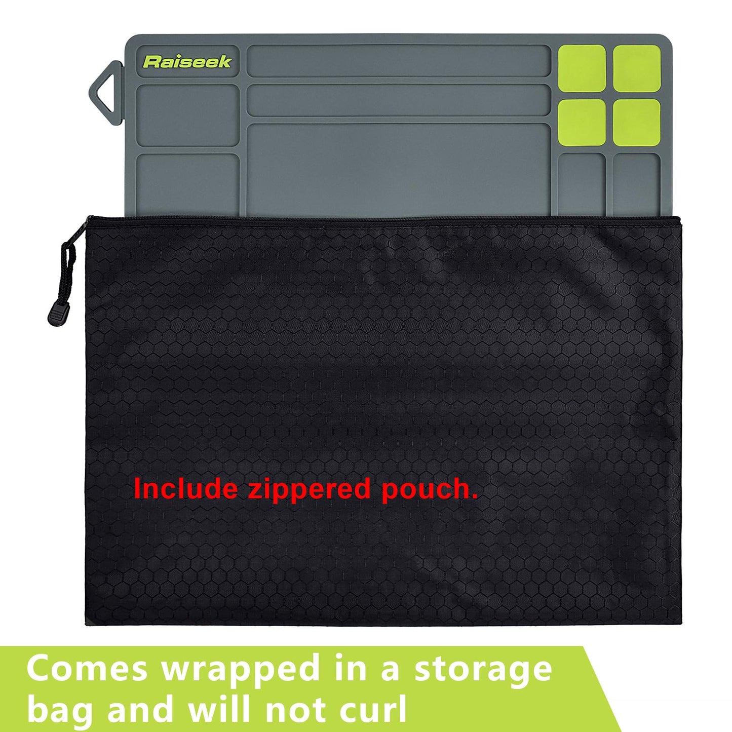 Raiseek Pistol Gun Cleaning Mat, Magnetic Gun Maintenance Mat,Anti-Slip Rubberized Pistol Gun Mat with Organizer Parts Tray,Protective Workbench Mat 15.9" x 9.8"