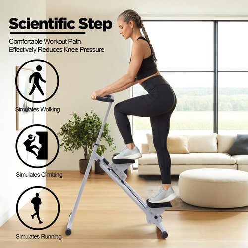 ZephyrCore Stair Stepper Climber Adjustable Height, Ergonomic Handlebars, Smooth & Quiet Dual Hydraulic System, Advanced Fitness Tracking, Compact & Foldable for Home Exercise Step Machines