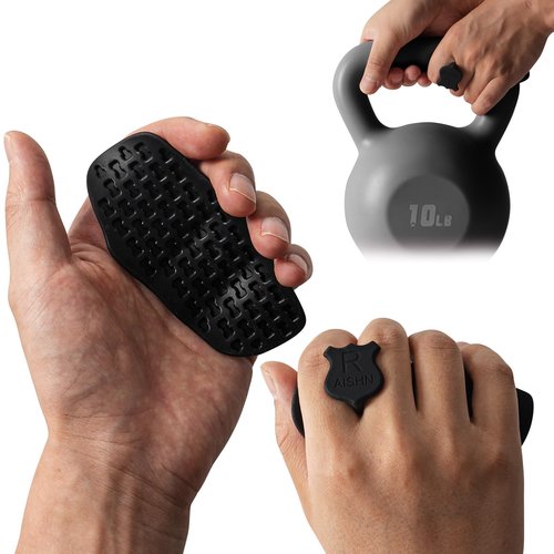AISHN 2 pcs Anti-Slip Silicone Rypt Grips for Men & Women, Hand Grip Gryp Weight Grip for Deadlifts Pull-Ups, Gym Grips, Lifting Grips for Weight Lifting, Heavy Stuff Carrier Large Black