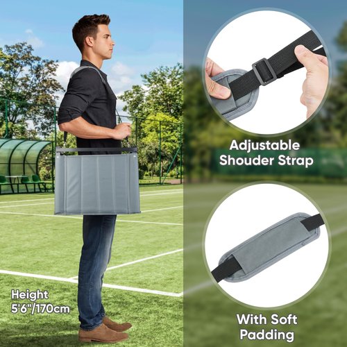 APEXUP Stadium Seats with Back Support, Portable Bleacher Seat with Large Pocket and Cup Holder, Wide Stadium Chair for Sports Events and Concerts (Grey)