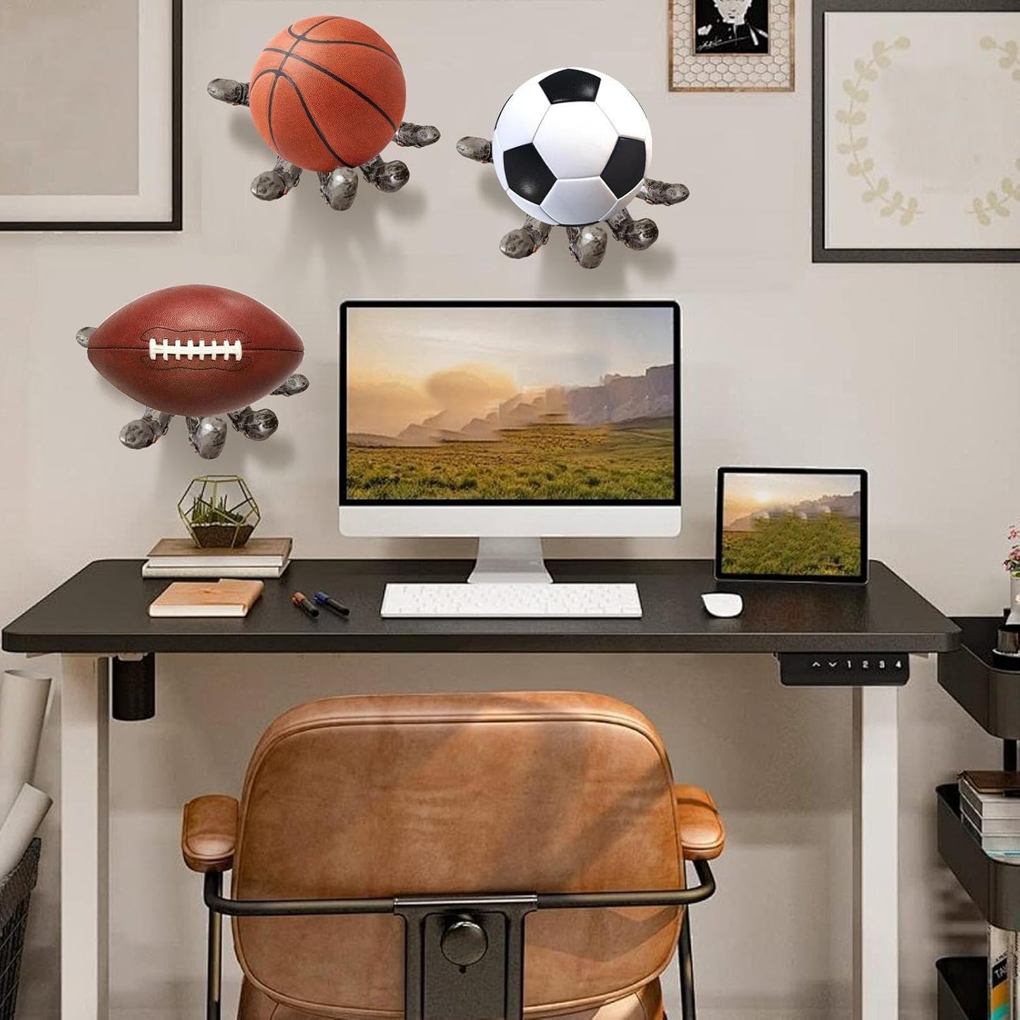 Cowenhey Basketball Holder, Hand Sculpture Ball Holder Wall Mount Art Decor Stand Storage Rack, Stylish Organizer & Space-Saving Rack for Basketball, Soccer, Sports Enthusiasts Gift Ideas for Men Boys