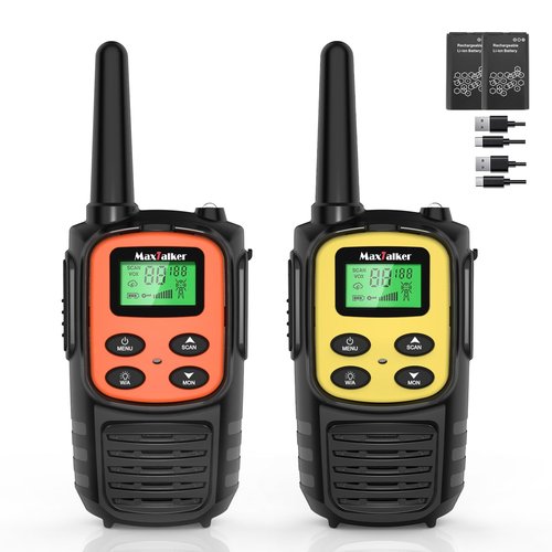 MaxTalker Walkie Talkies for Adults 2 Pack Long Range Rechargeable 2 Way Radios, Hiking Accessories Camping Gear Xmas Gift for Kids with 22 FRS Channel Radios, Lamp,VOX,Li-ion Battery,NOAA