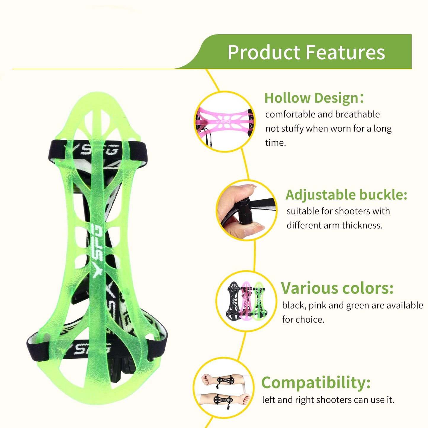 SPG Archery Arm Guard Protector - Adjustable Professional Bow Arm Guards Forearm Protector Armguard for Adults Youth Men Women Competition Shooting Hunting Practice