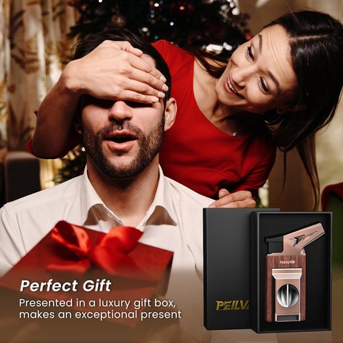 Torch Lighter with Built-in Cutter, Punch, Windproof Jet Flame Tool, Butane Refillable Torch Lighters, Gift for Men, Multi-Functional Accessories, Lighters for Candle, Travel (Butane Not Included)