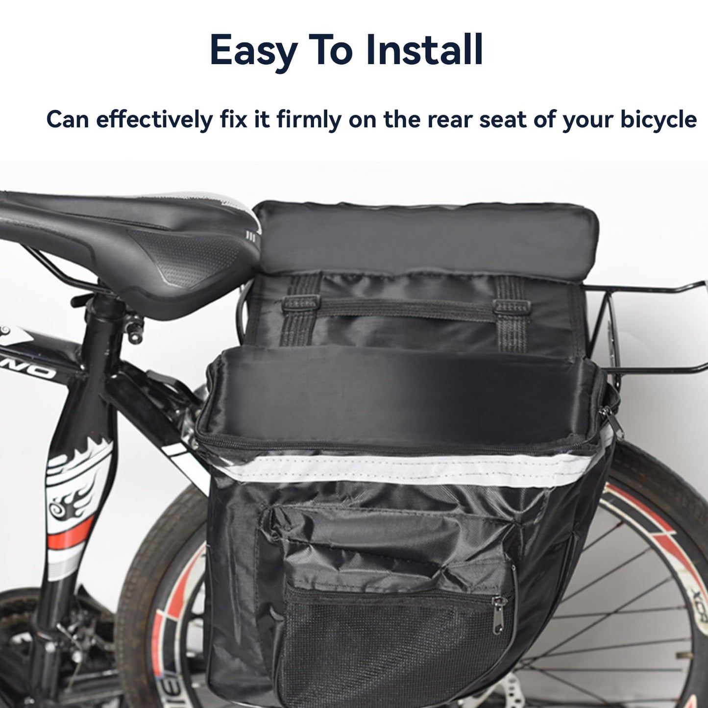 Jwthee Bike Saddle Bag, 25 L Bike Panniers Trunk Bag Bike Bag Accessories Panniers with Reflective Trim for Bike Rear Rack Bag