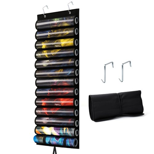 Mity rain 12+1 Playmat Tube Holder for MTG with Tube Slot, Hangable Playmat Holder Storage Bag, Transparent PVC Protection with Quick-Access Slots, Fits 24x14 Standard Mats Compatible with TCG/MTG