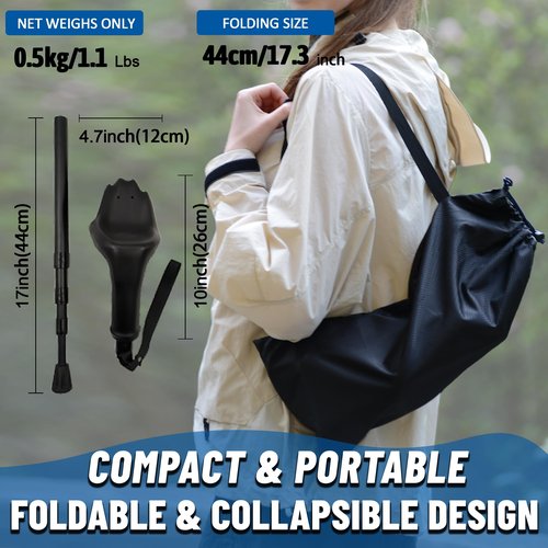 Trekking Poles with Hand Pillow Grip, 2 Pack Collapsible Hiking Poles for Adults & Seniors, Foldable Walking Sticks for Camping & Travel, Anti-Shock Aluminum Alloy with Carry Bag