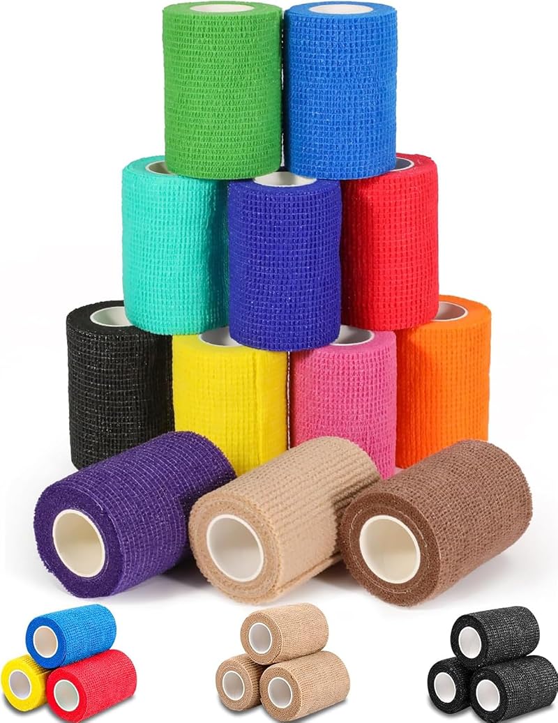 AZEN 12 Pack Self Adhesive Bandage Wrap, 3" X 5 Yards Elastic