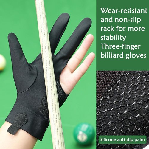 Wnddle Pool Glove Left Hand, Billiard Pool Gloves for Left Hand 3 Finger, Snooker Cue Sport Glove Popular, Billiards Glove, Sizes for Men & Women (Black)