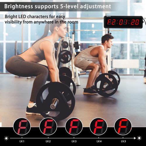 SMAHEAT Fitness Timer with Stopwatch Button, Suitable for School/exam/Home Exercise/Gym/Gym SMAHEAT Electronic Fitness Timer (1.5 inch six-Digit All-red)