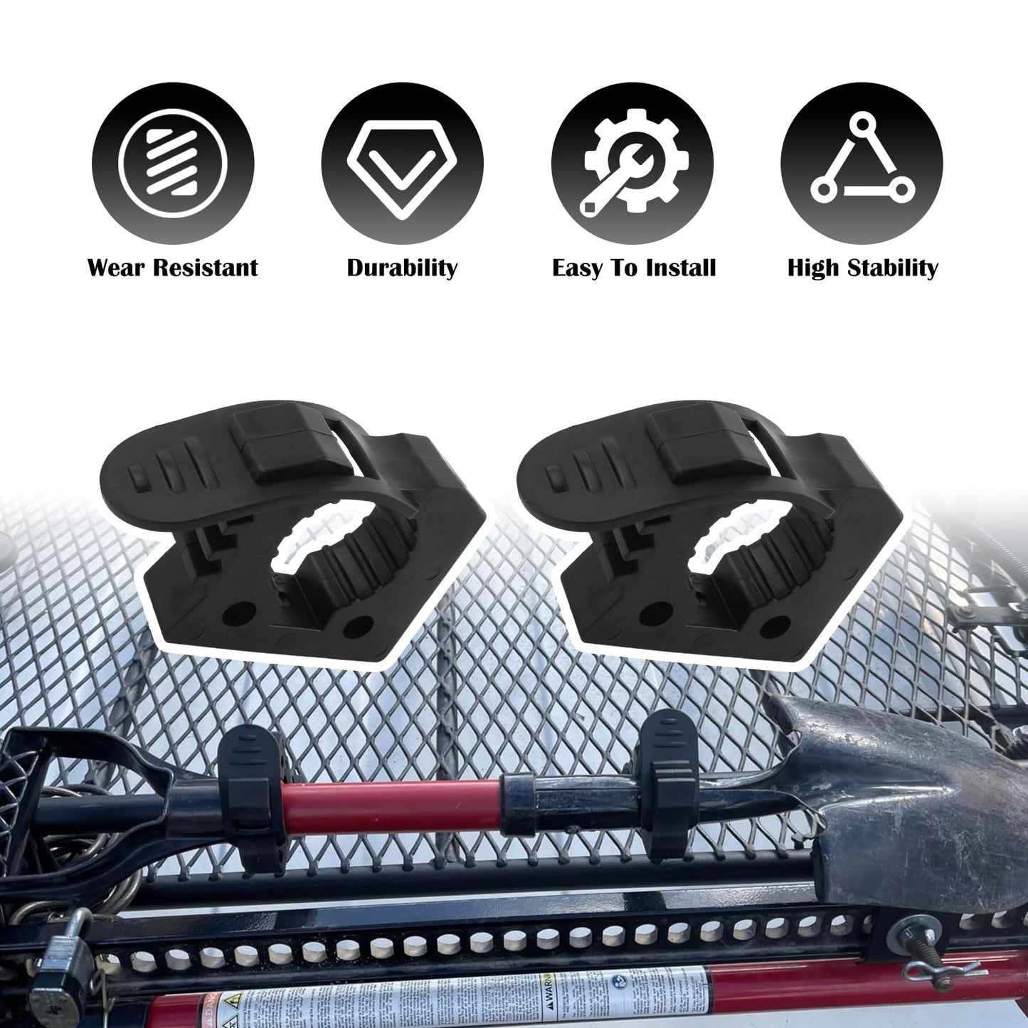 4PCS Quick Release Clamp,Adjustable Rubber Clamp for Shovel Holder & Molle Panel Mounts,Shovel Rack for Truck Automotive Tools Fits 1-1/7" to 1-3/7" Diameter Tool Handles