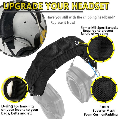 PROHEAR HC01 Headset Cover Tactical Advanced Earmuffs Modular Cover Fit for 3M WorkTunes Peltor Howard Leight Impact Walkers Razor - Black