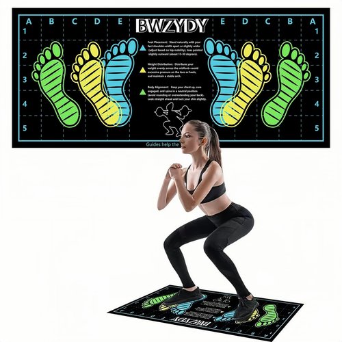 BWZYdy premium squat mat with foot position - non-slip exercise pad for improved muscle activation, versatility and safety, prevents sports injuries, ideal for young people (blue)